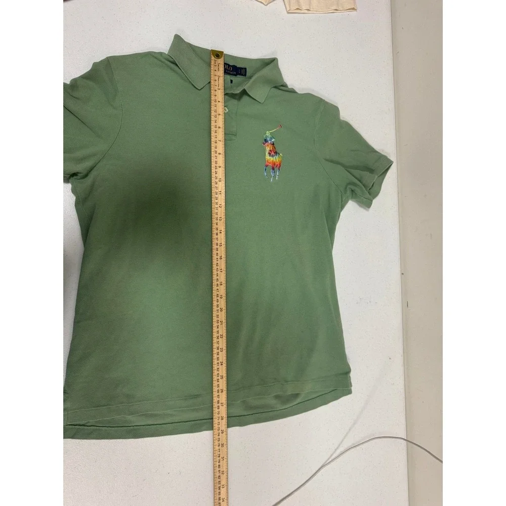 Polo Ralph Lauren Green Short Sleeve Polo Shirt Rainbow Pony Logo‎ Mens L